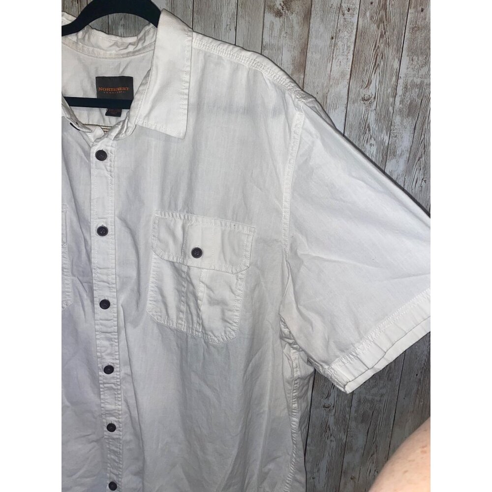 Men's Northwest Territory White Short Sleeve Casual Button Shirt Size XXXL 3X - Picture 3 of 7